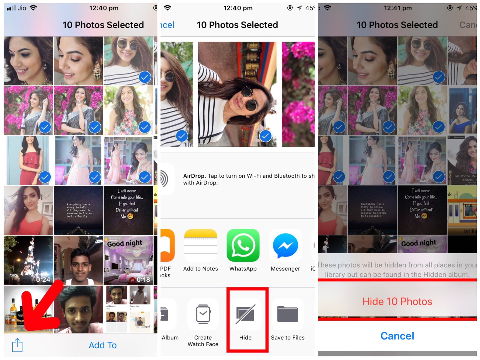 how to hide photos on iphone